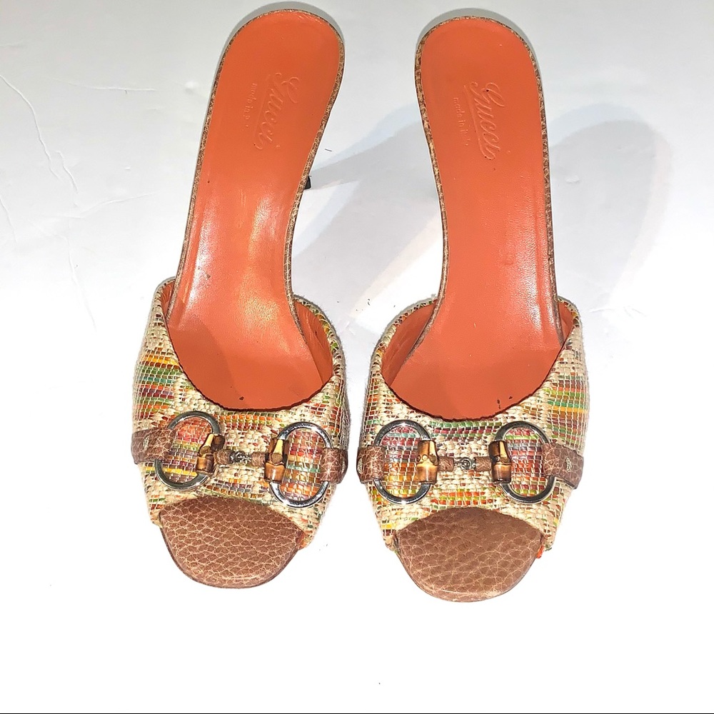 GUCCI Signature Horse-bit Leather-Weave Mules